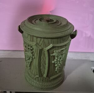 Vintage Green Sewing Box with Grape Design